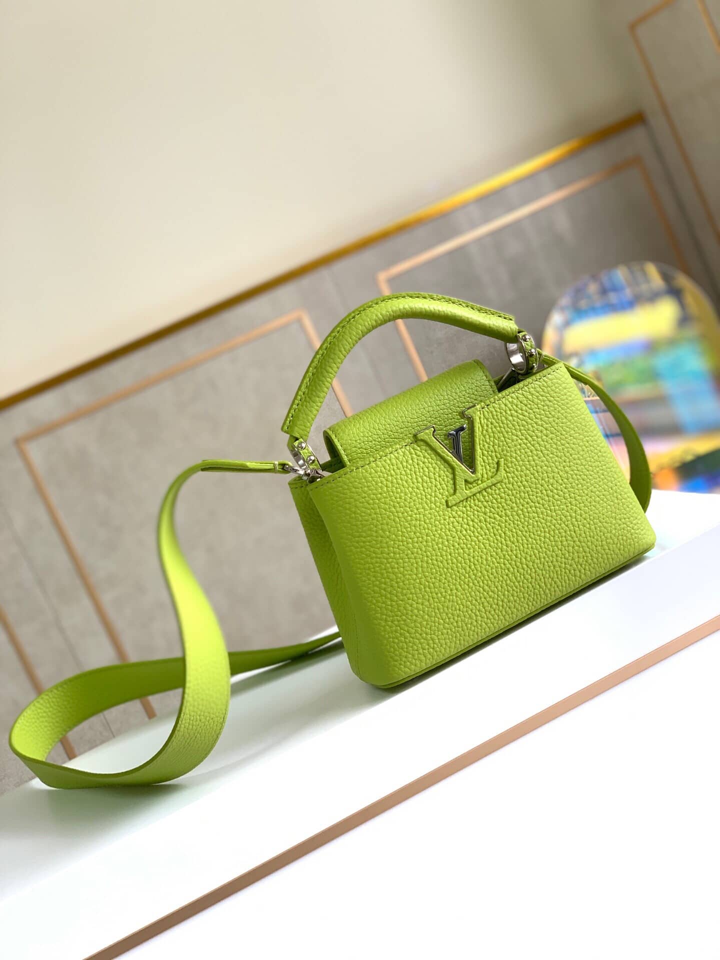 Louis Vuitton Taurillon Leather Capucines Mini Replica Bag Green M55985 - DEEPREPS