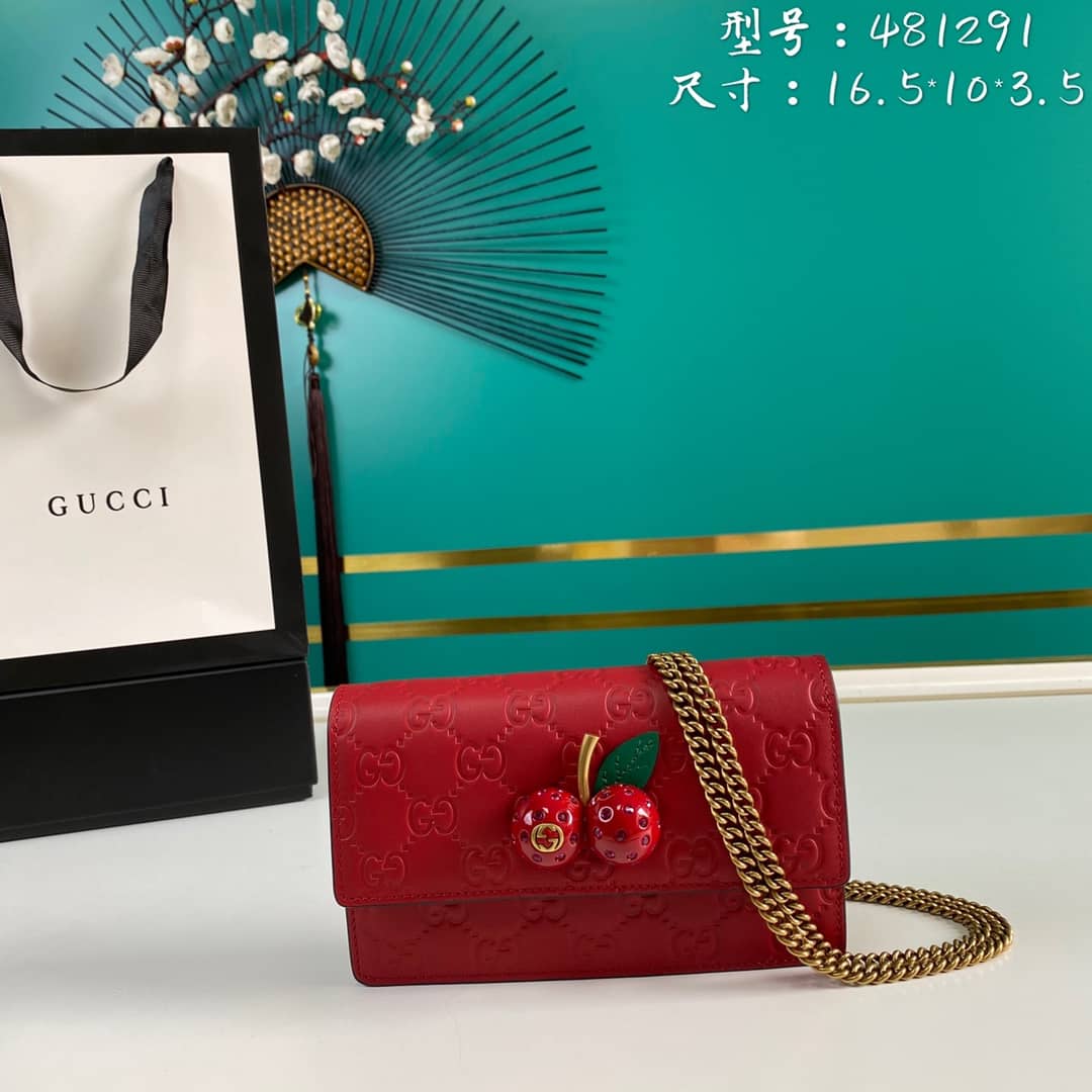 Gucci Supreme GG Mini Bag With Cherries Replica 481291 - DEEPREPS
