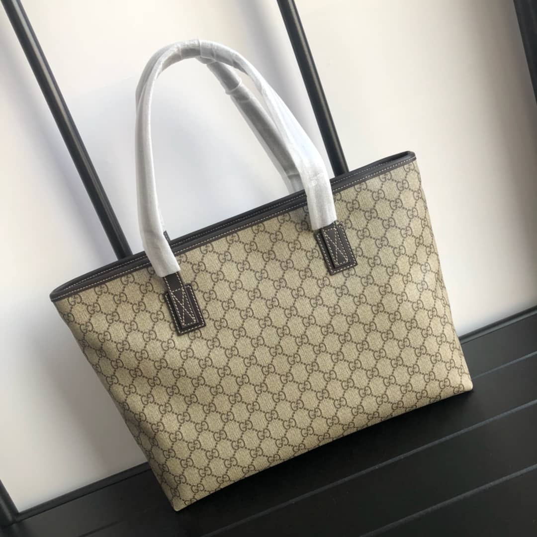 Gucci GG Plus Large Zip Top PVC Replica Tote Gray Black  211137 - DEEPREPS
