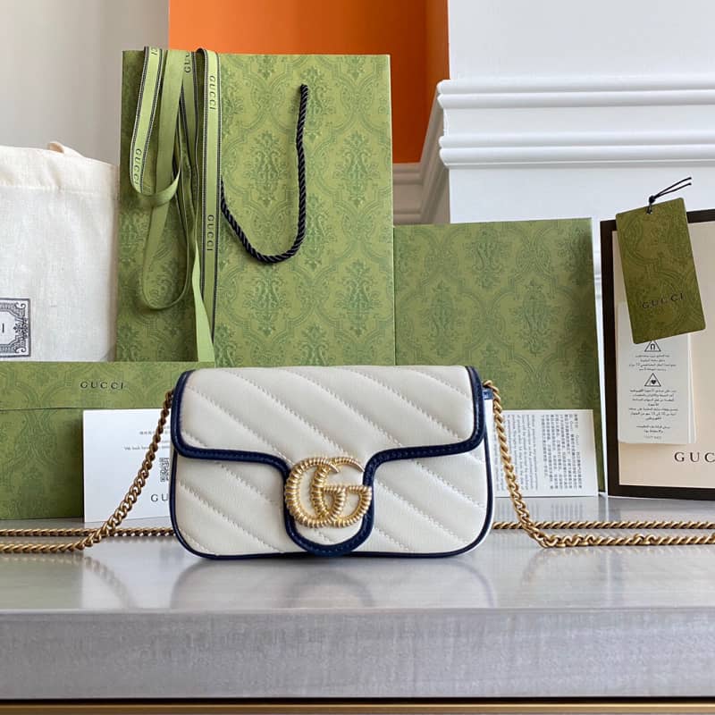 Gucci GG Marmont Mini Matelasse Leather Shoulder Bag Replica White 574969 - DEEPREPS
