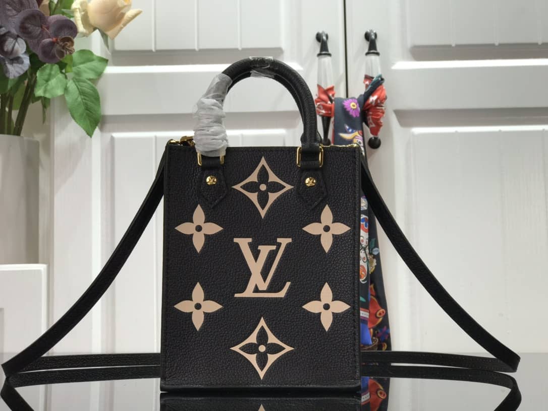 Louis Vuitton Monogram Petit Sac Plat Bag Replica Black M80449 - DEEPREPS