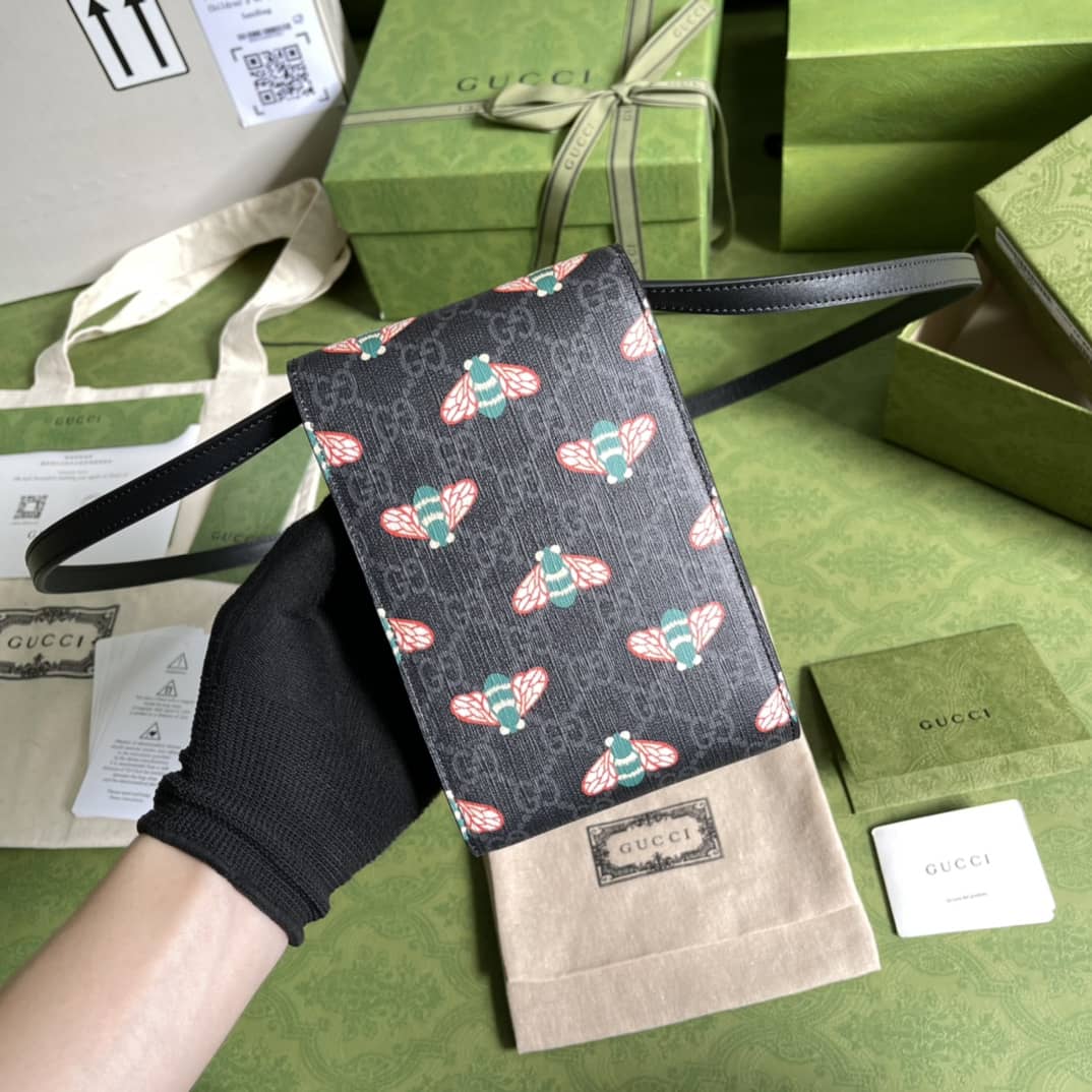 Gucci Scarab Logo Print Phone Bag Replica 673016 - DEEPREPS