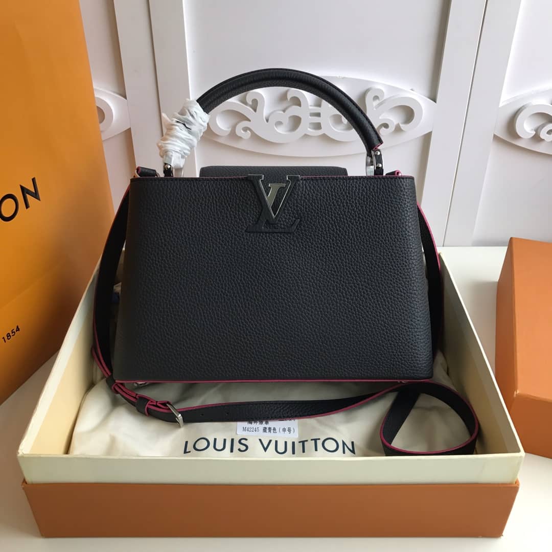Louis Vuitton Capucines Taurillon Leather PM Tote Replica Black M42245 - DEEPREPS