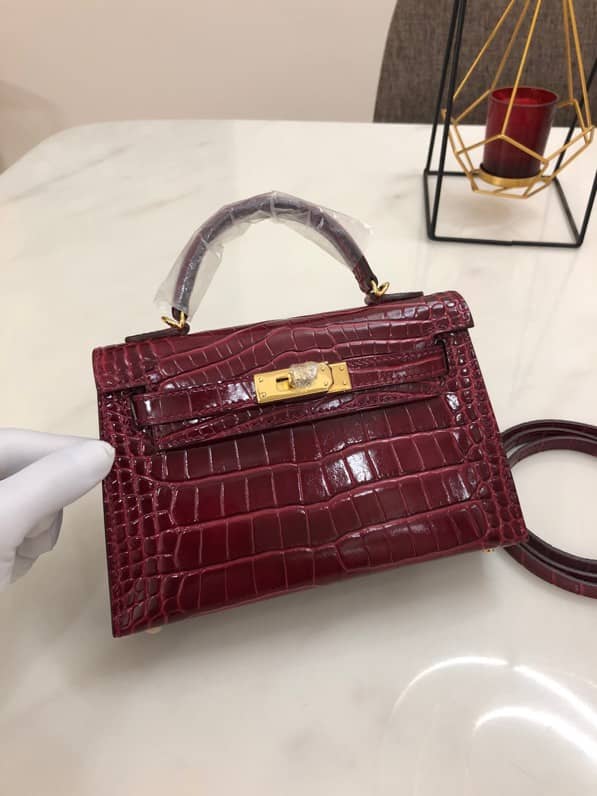 Hermes Kelly Mini 19CM Crocodile Shiny Replica Bag - DEEPREPS