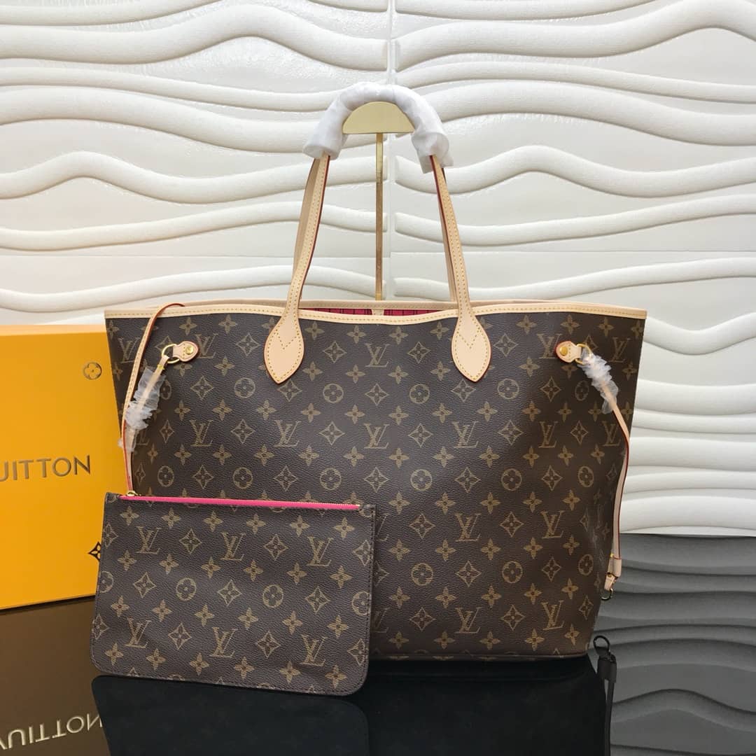 Louis Vuitton Neverfull Dupe Monogram GM Shoulder Bag Replica Pink M40990 - DEEPREPS