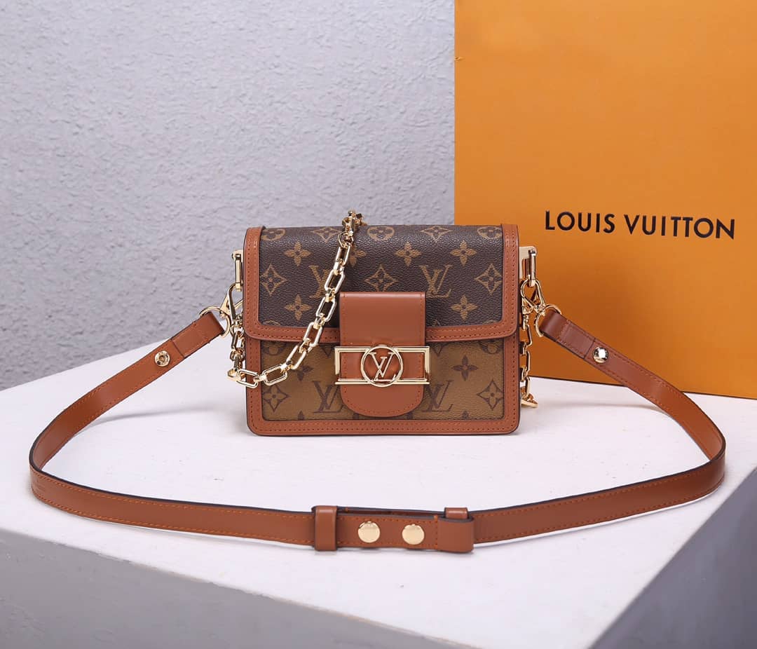 Louis Vuitton Dauphine Mini Monogram Replica Crossbody Bag Brown M44580 - DEEPREPS