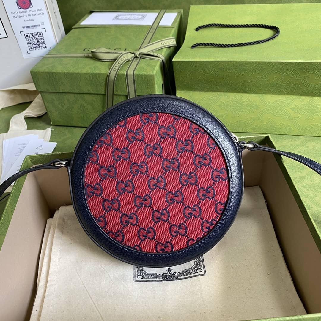 Gucci GG Multicolor Round Shoulder Bag Red Replica 658825 - DEEPREPS