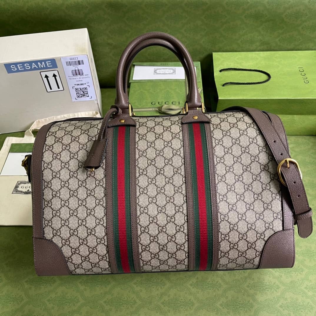 Gucci GG With Web Leather Duffle Bag 645021 Replica - DEEPREPS