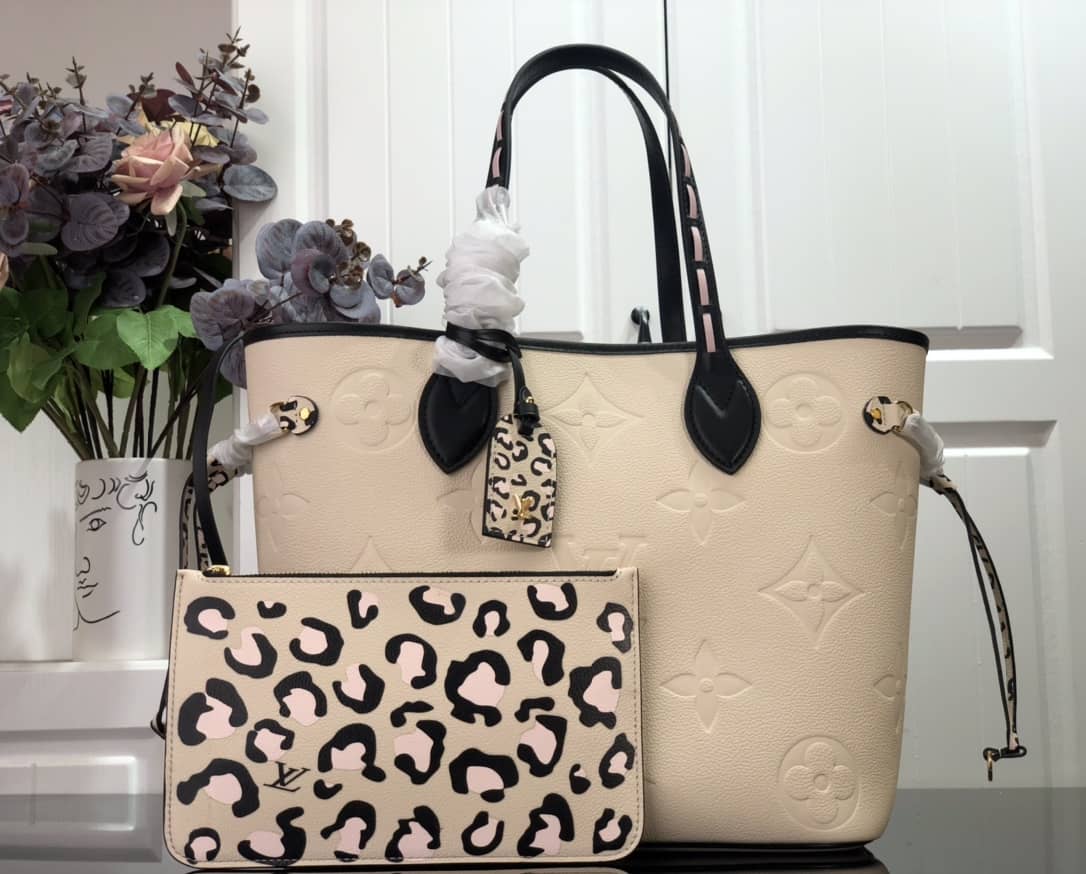 Louis Vuitton Neverfull Dupe MM Monogram Empreinte Medium Bag Replica Beige M45856 - DEEPREPS