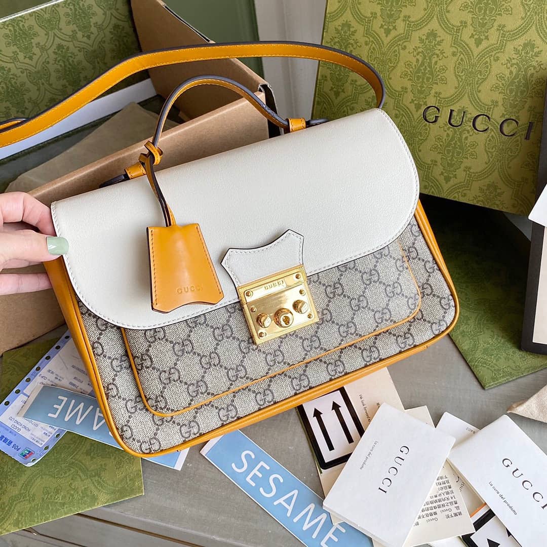 Gucci Padlock Small GG Supreme Canvas Shoulder Bag Replica White 644527 - DEEPREPS