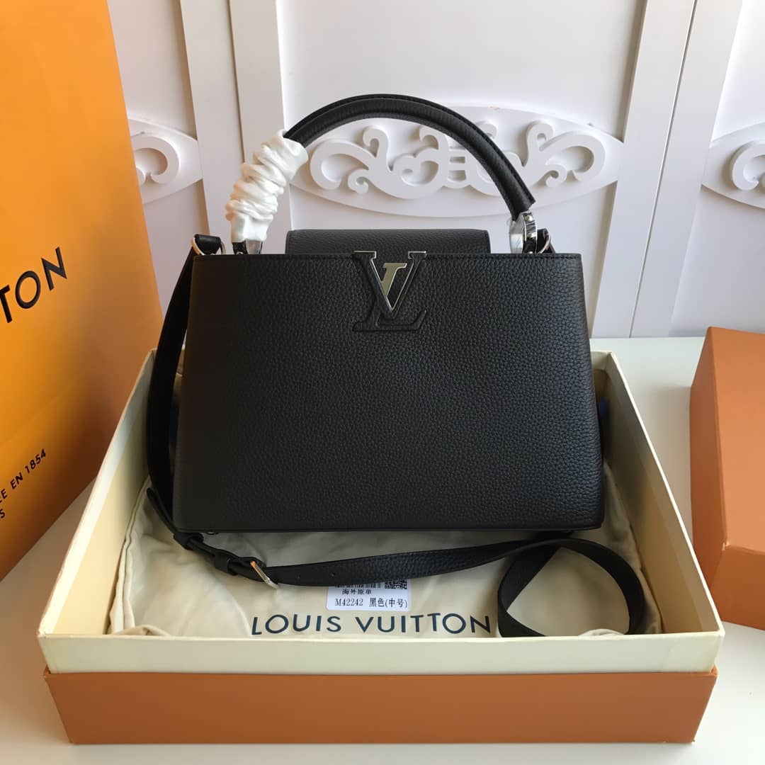 Louis Vuitton Capucines PM Taurillon Leather Tote Replica Black M42242 - DEEPREPS