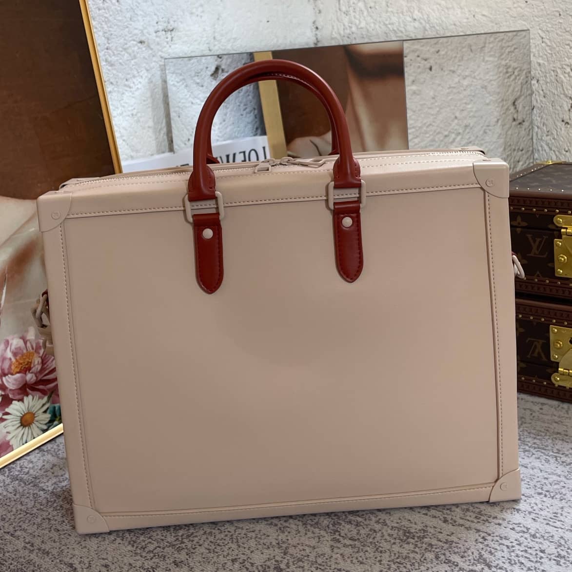 Louis Vuitton Monogram Soft Trunk Replica Briefcase Apricot M44952 - DEEPREPS