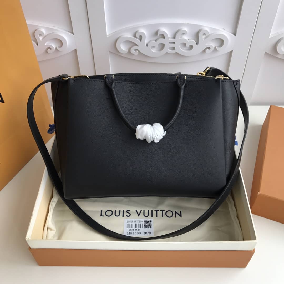 Louis Vuitton Lockmeto Leather Tote Replica Black M54569 - DEEPREPS