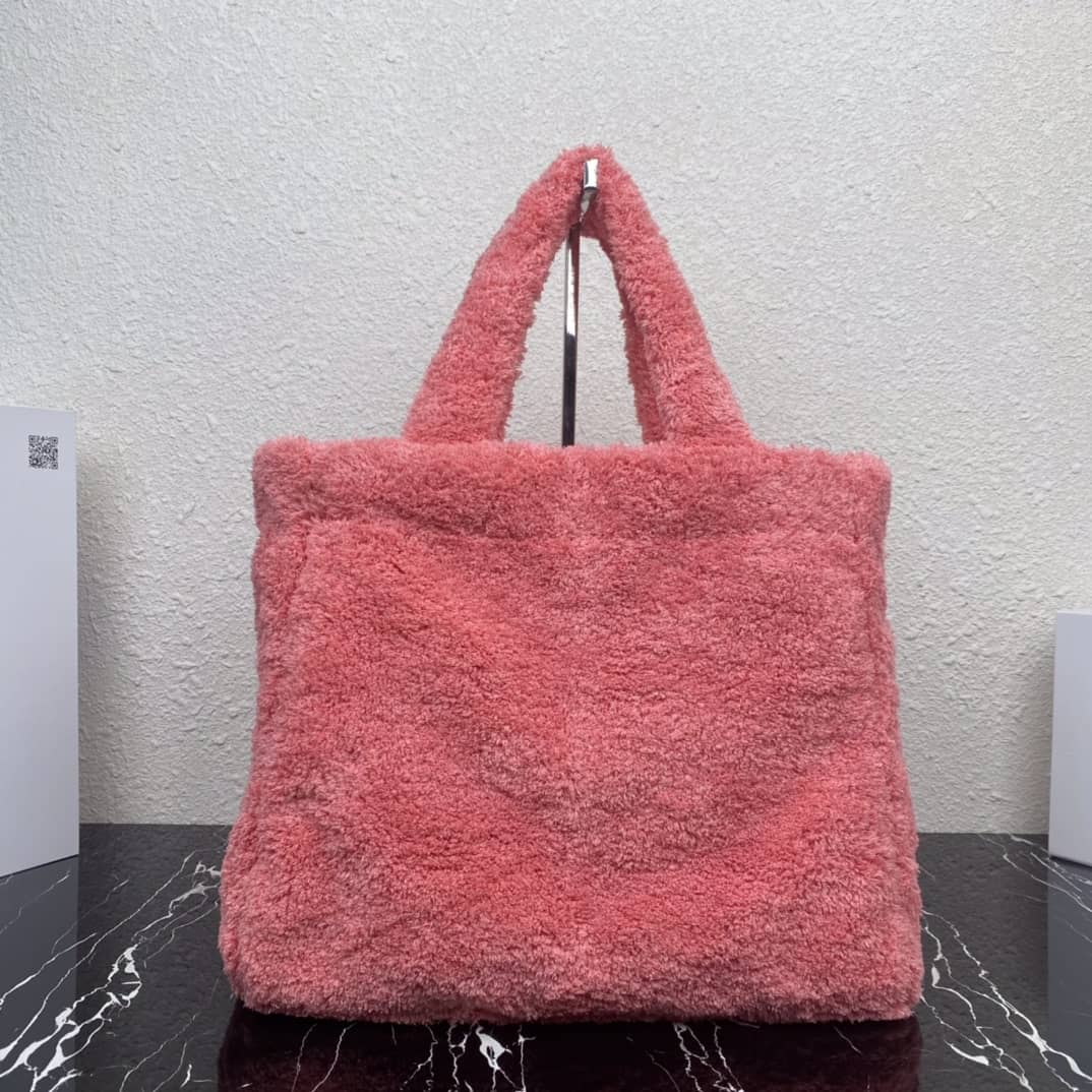 Prada Raffia Tote Dupe Shearling Tote Shoulder Bag - DEEPREPS
