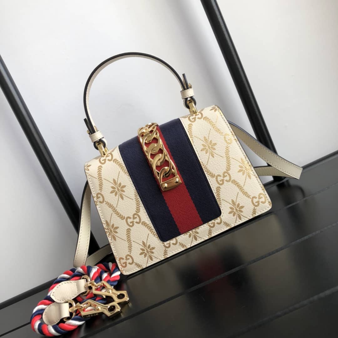 Gucci Sylvie Leather Mini Shoulder Bag Replica White Beige 470270 - DEEPREPS