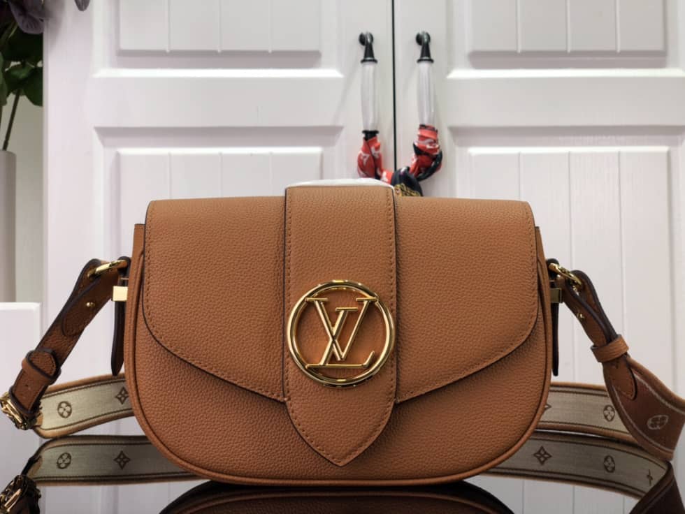 Louis Vuitton Pont 9 Soft MM Grained Calfskin Brown M58967 Replica Crossbody Bag - DEEPREPS
