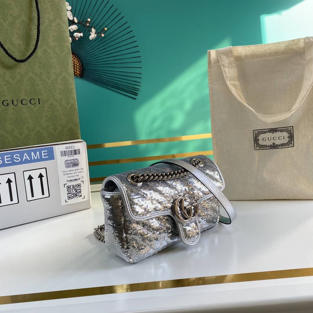 Gucci Marmont GG Matelasse Leather Mini Shoulder Bag Replica 446744 - DEEPREPS