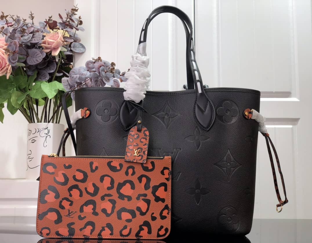 Louis Vuitton Neverfull Dupe MM Monogram Empreinte Medium Bag Replica Black M45856 - DEEPREPS