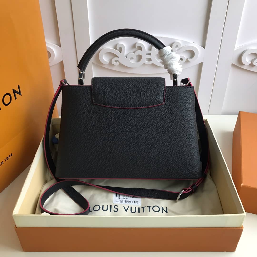 Louis Vuitton Capucines Taurillon Leather PM Tote Replica Black M42245 - DEEPREPS