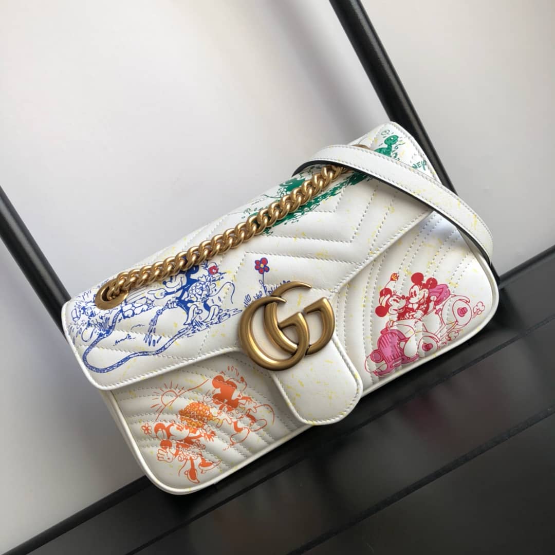Gucci GG Marmont Matelasse Shoulder Bag Replica White 443497 - DEEPREPS