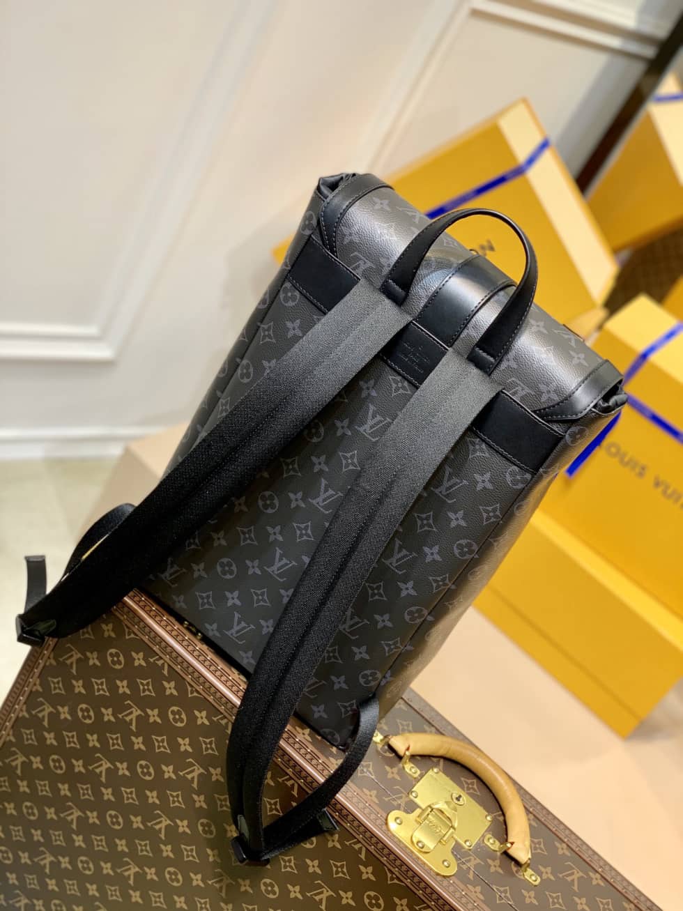 LV Backpack Replica Saumur Monogram Eclipse Canvas Black M45913 - DEEPREPS