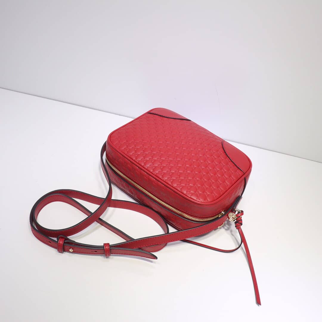 Gucci Bree Guccissima GG Leather Canvas Camera Bag Replica Red 449413 - DEEPREPS
