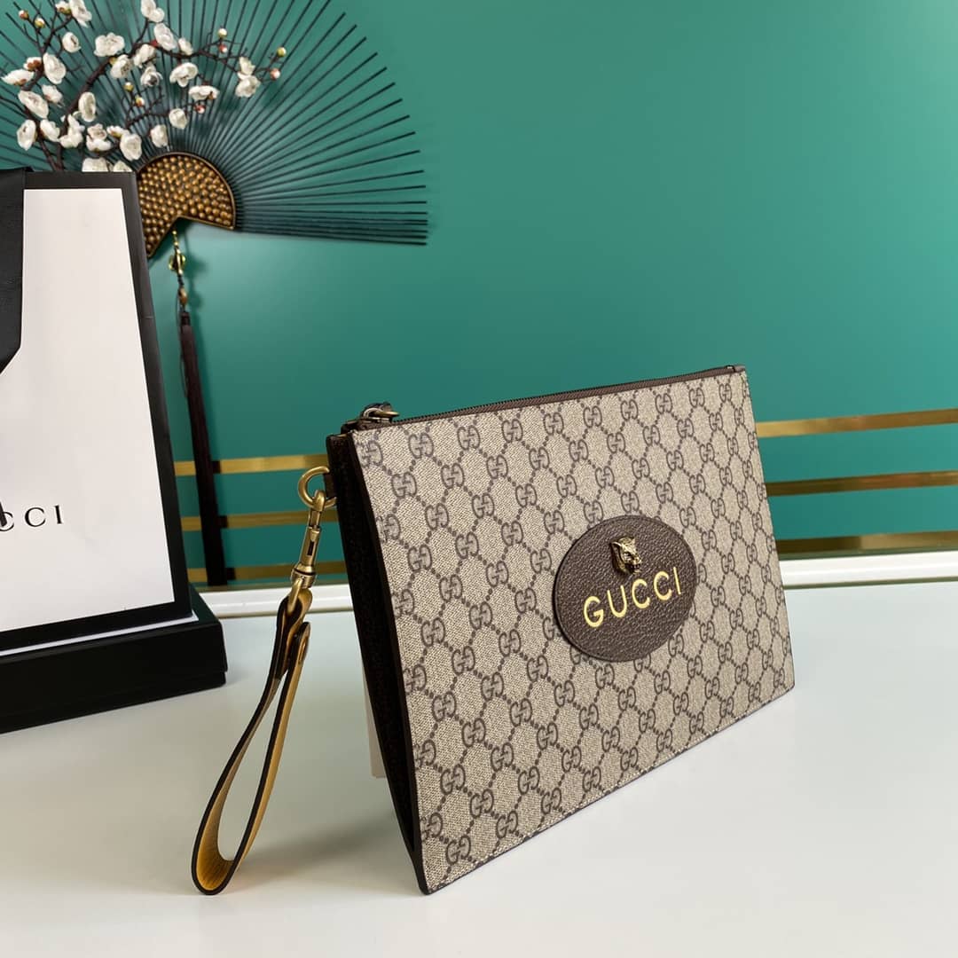 Gucci GG Supreme Neo Vintage Tiger Head Clutch Replica 473956 - DEEPREPS