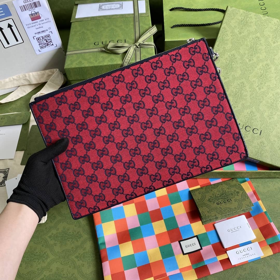 Gucci GG Marmont Red Canvas Pouch Replica 661105 - DEEPREPS