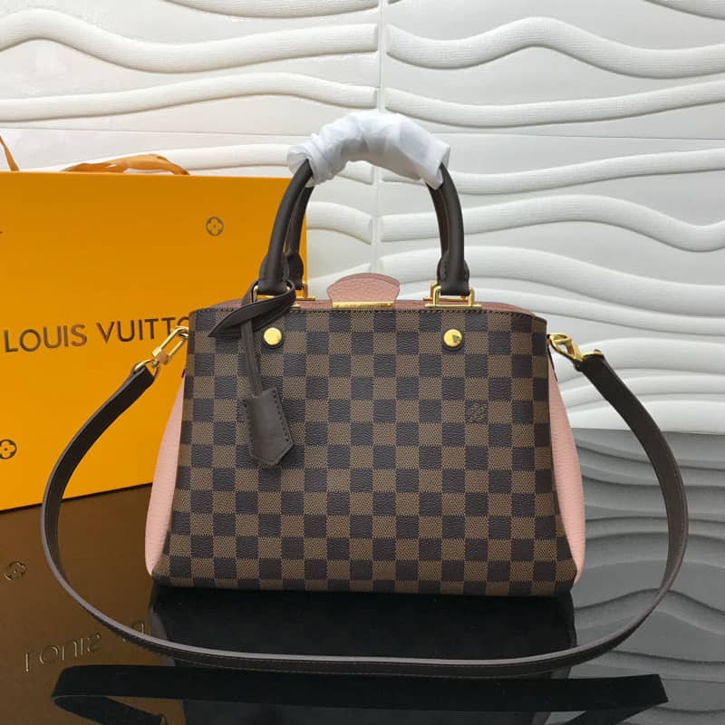 Louis Vuitton Damier Ebene Canvas Brittany Bag Replica Pink M41674 - DEEPREPS