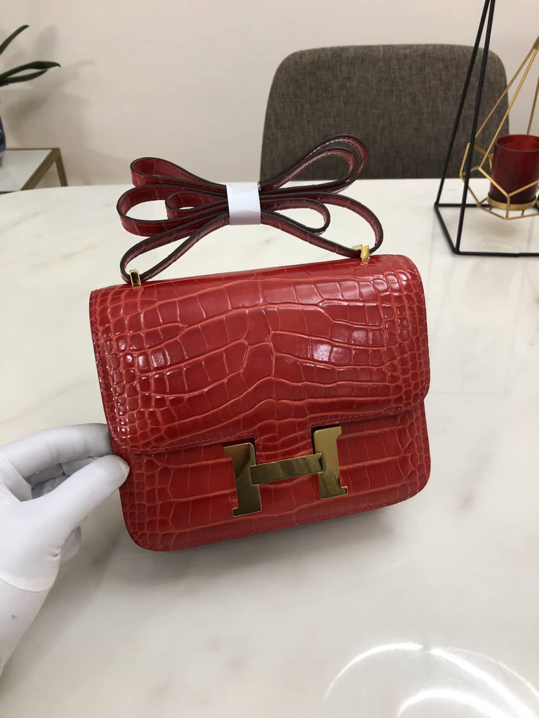 Hermes Replica Constance 18CM Crocodile Shiny Bag - DEEPREPS