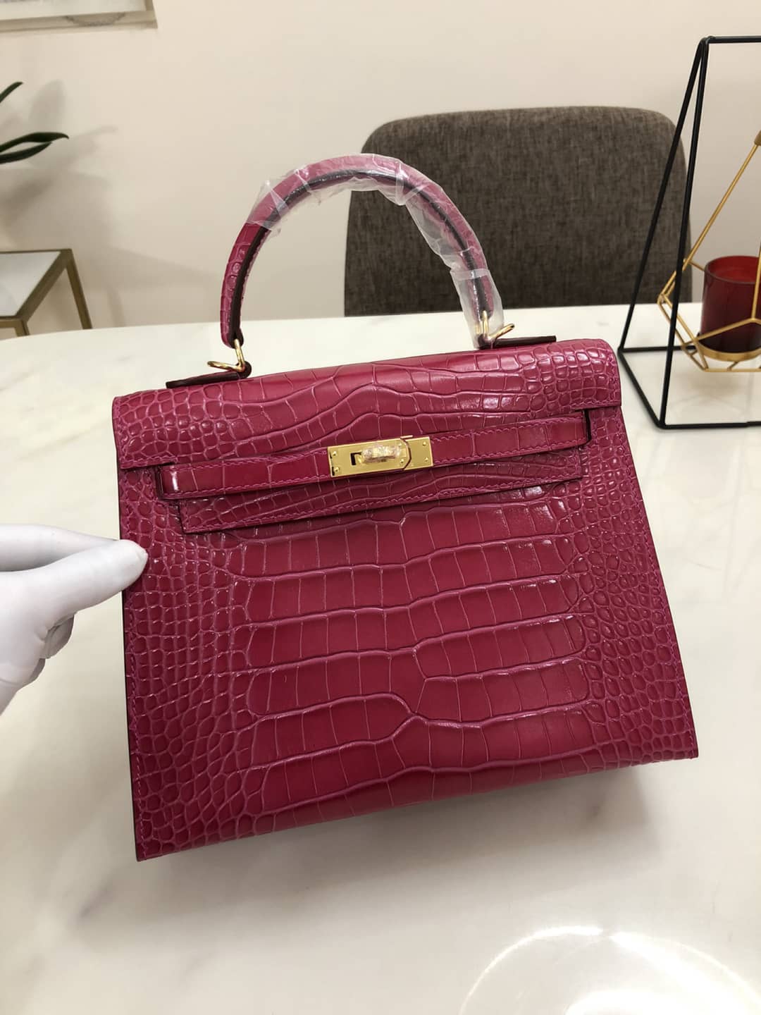 Hermes Kelly Dupe 25CM Crocodile Shiny Replica Bag - DEEPREPS