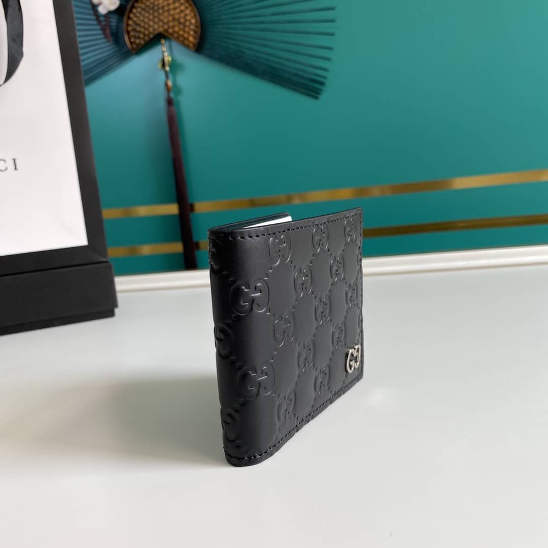 Gucci Signature Bi Fold Calfskin Embossed Wallet 473916 - DEEPREPS