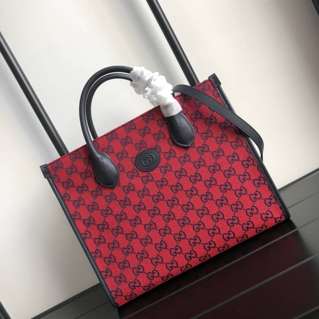 Gucci Canvas GG Supreme Small Tote Replica Red 659983 - DEEPREPS