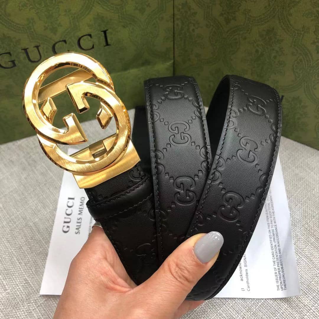 Fake Gucci Logo Belt 34mm - DEEPREPS
