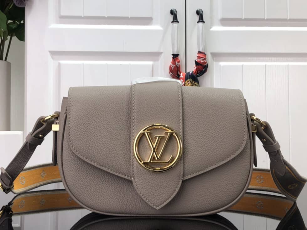 Louis Vuitton Pont 9 Soft MM Grained Calfskin Gery M58967 Replica Crossbody Bag - DEEPREPS