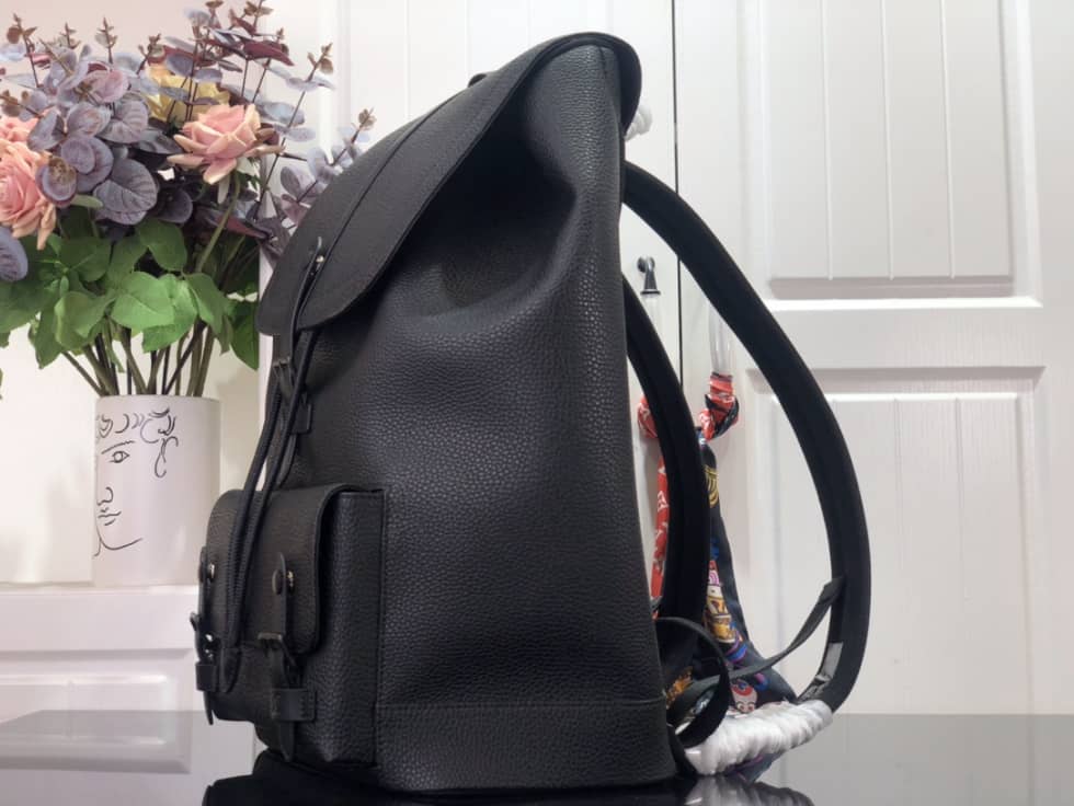 Louis Vuitton Christopher Slim Taurillon Leather Black M58644 Replica Backpack - DEEPREPS
