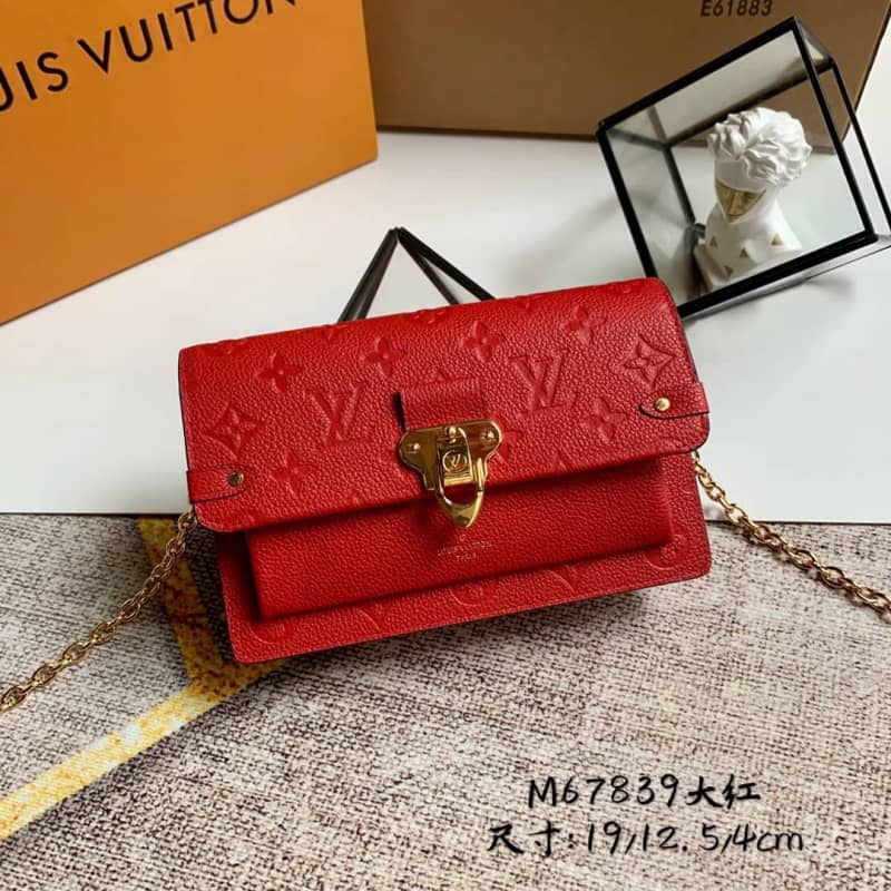 Louis Vuitton Monogram Empreinte Vavin Chain Long Wallet Replica Red M67839 - DEEPREPS
