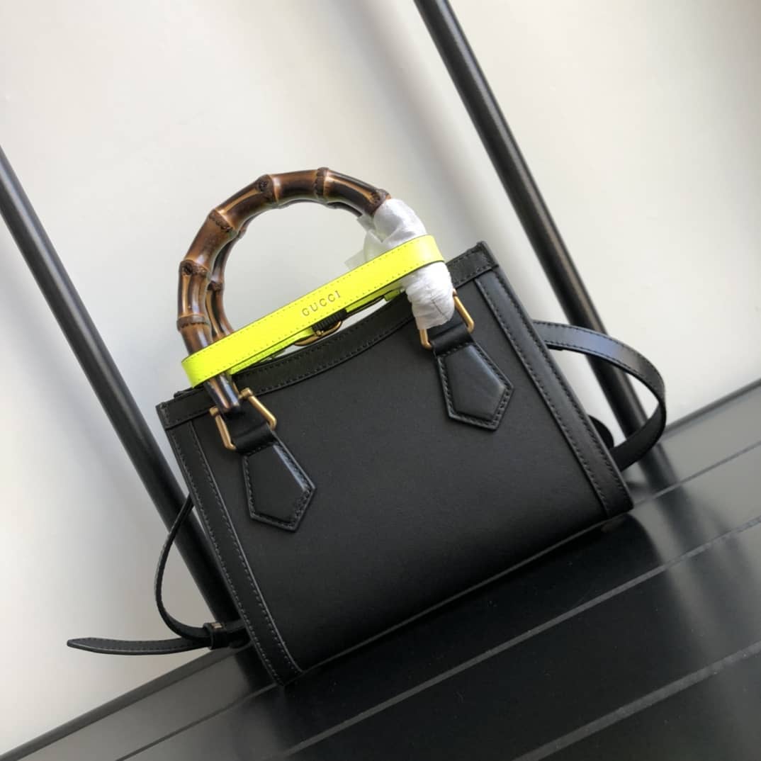Gucci Diana Mini Bamboo Tote Bag Replica Black 655661 - DEEPREPS