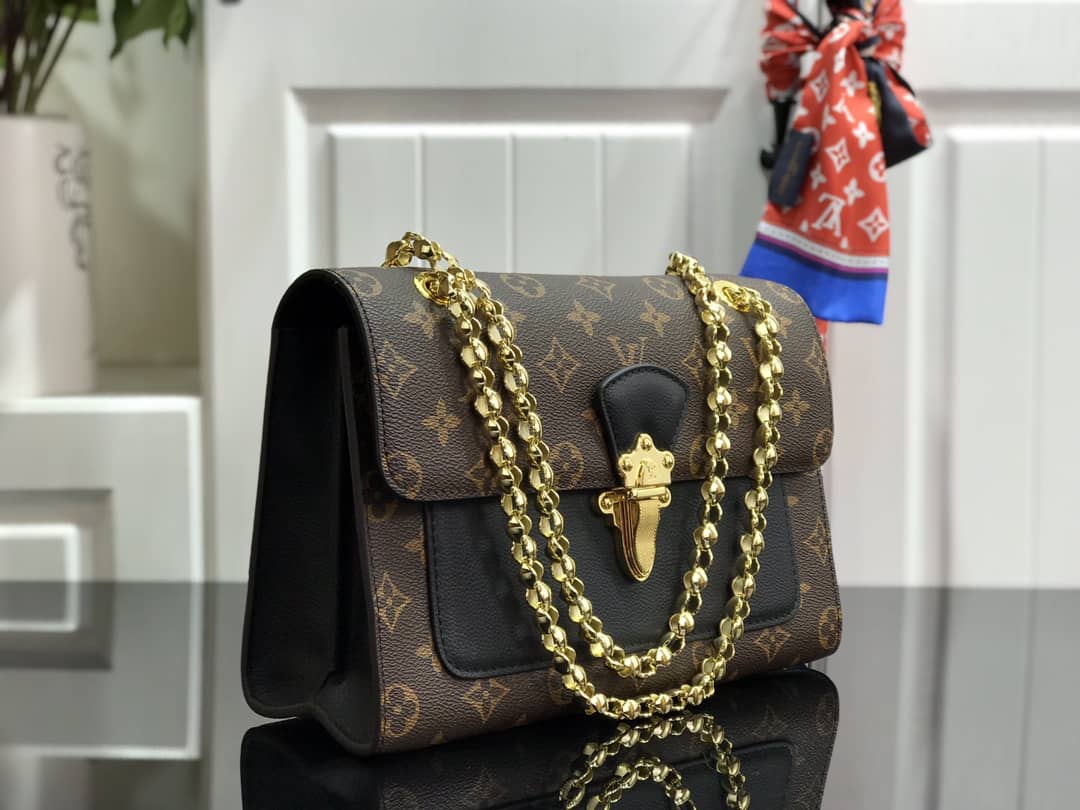 Louis Vuitton Monogram Canvas Victoire Chain Bag Replica Black M41731 - DEEPREPS