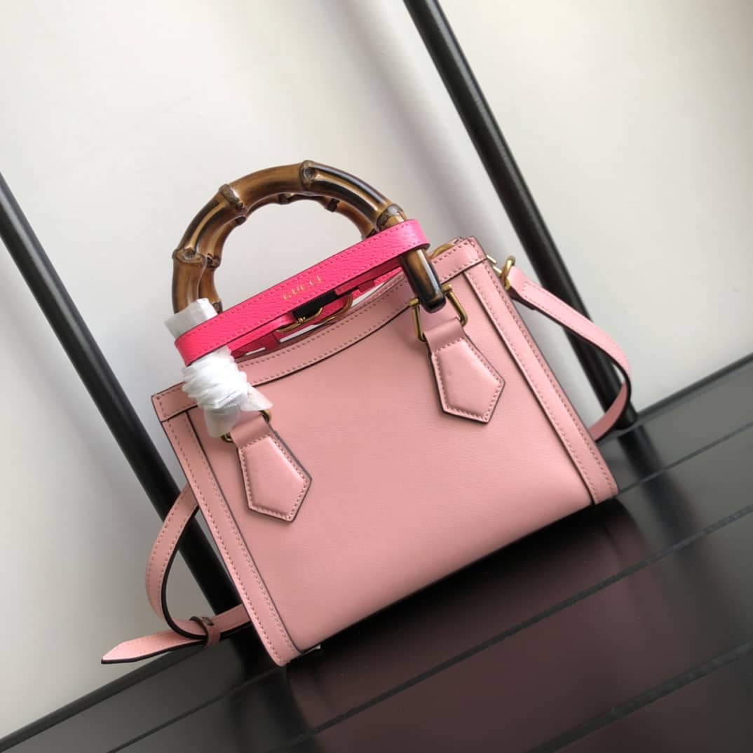 Gucci Diana Mini Bamboo Tote Bag Replica Pink 655661 - DEEPREPS