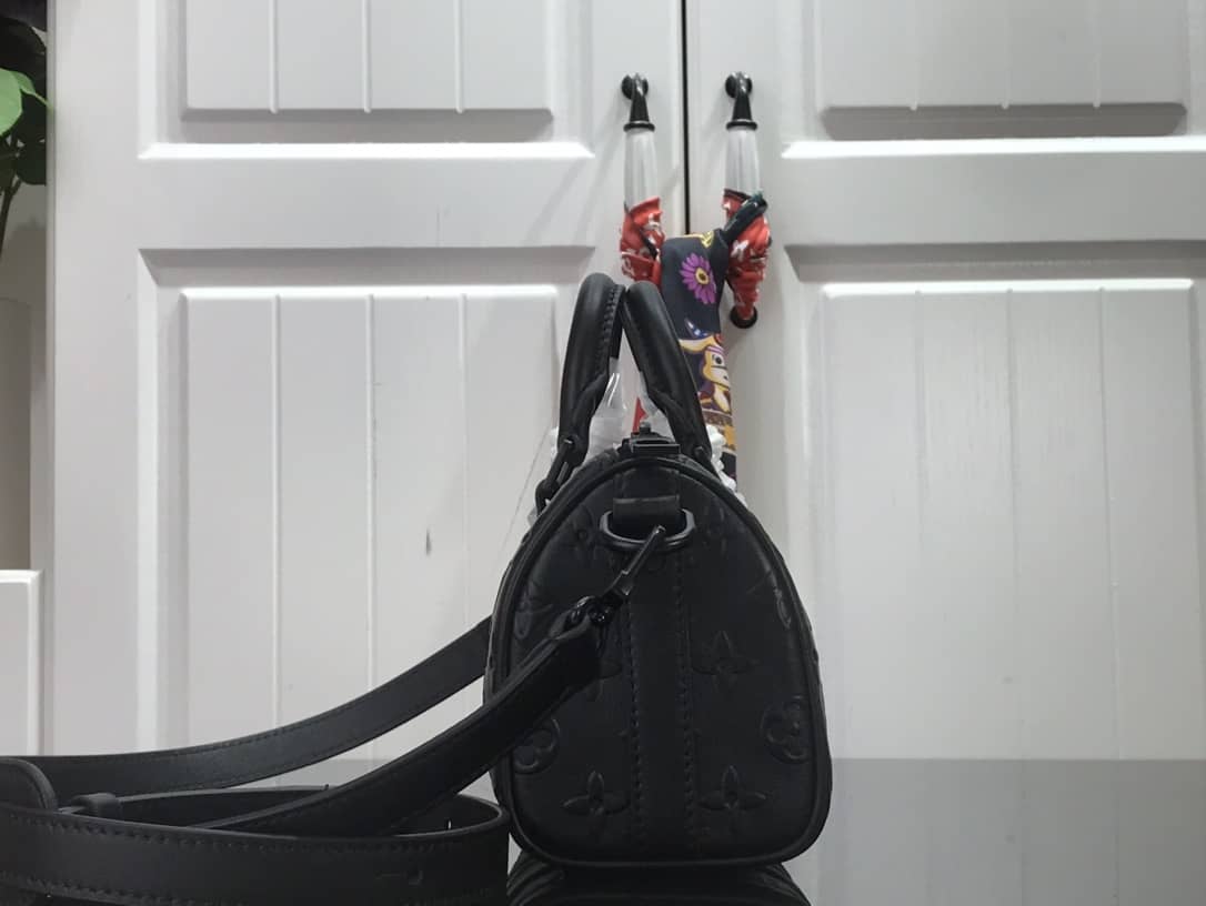 Louis Vuitton Keepall XS Monogram Seal Cowhide Leather Bag Replica Black M57960 - DEEPREPS