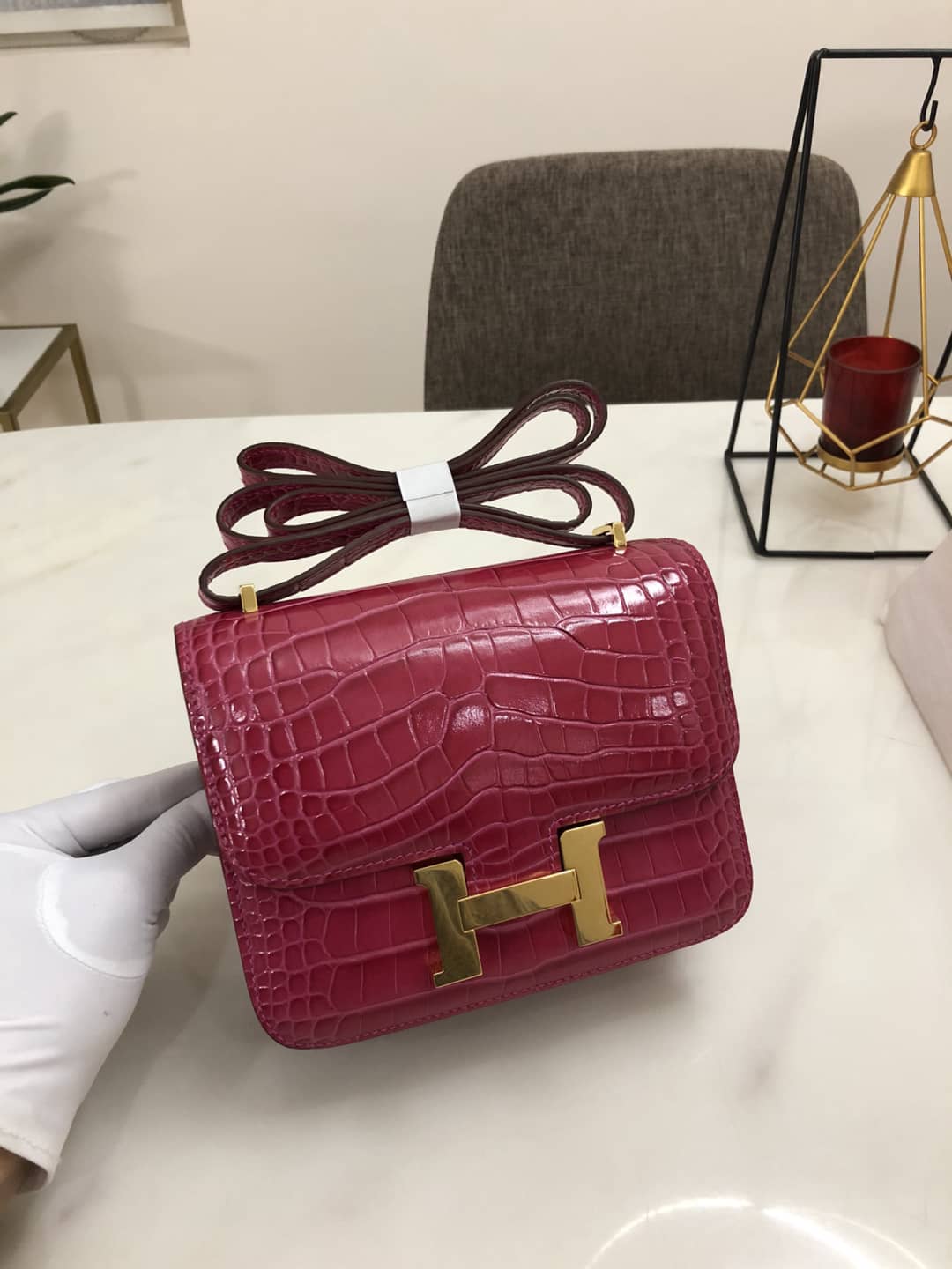 Hermes Replica Constance 18CM Crocodile Shiny Bag - DEEPREPS