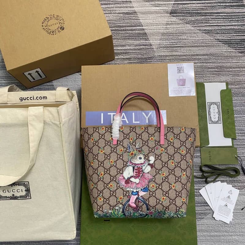 Gucci Children GG Supreme Canvas Replica Tote Brown 410812 - DEEPREPS