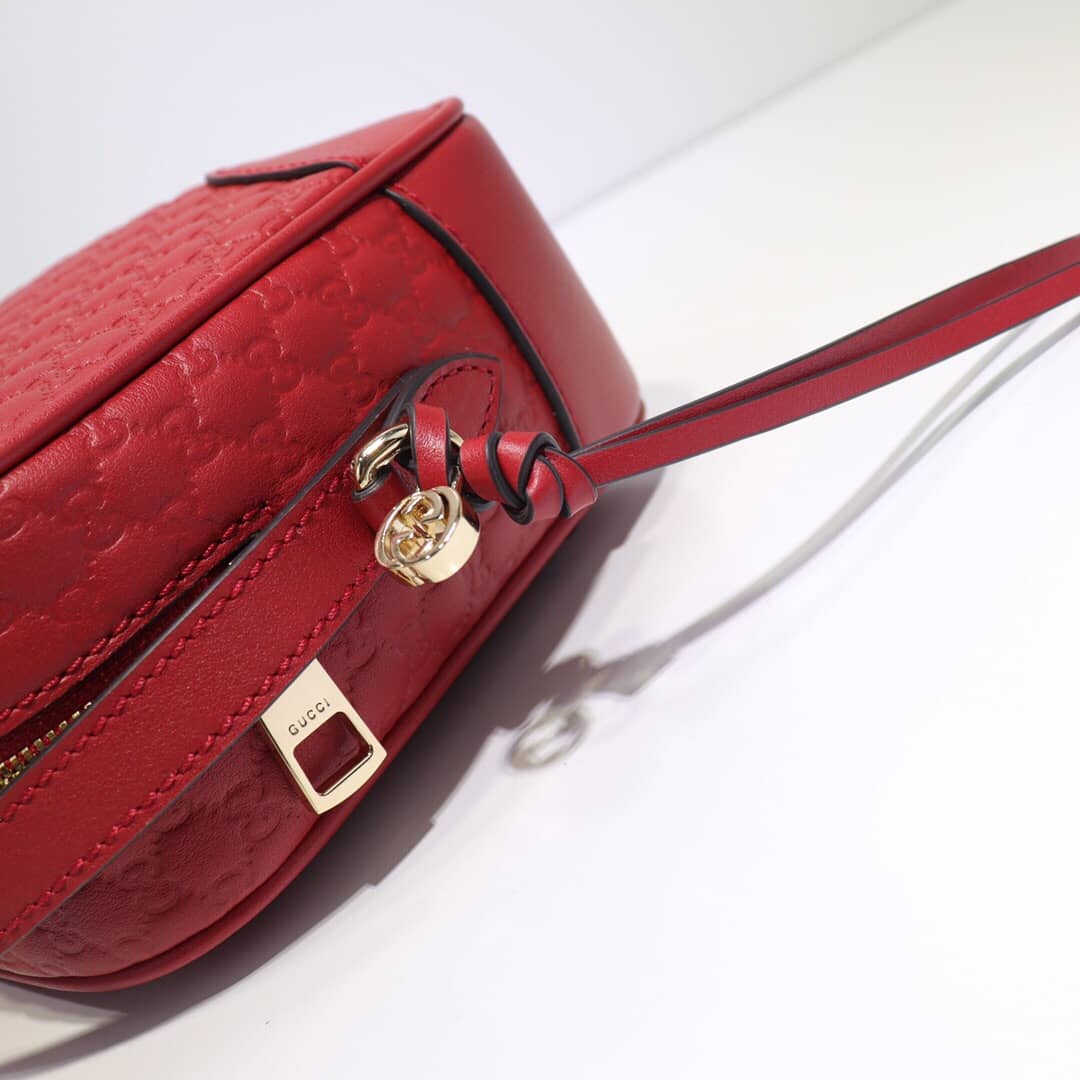 Gucci Bree Guccissima GG Leather Canvas Camera Bag Replica Red 449413 - DEEPREPS