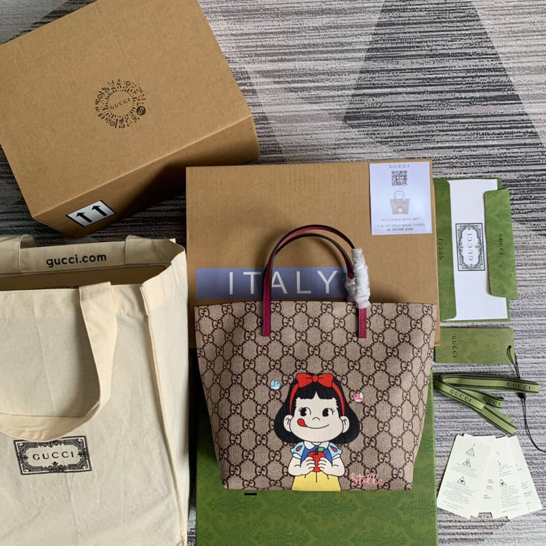 Gucci Children GG Supreme Canvas Replica Tote Brown 410812 - DEEPREPS