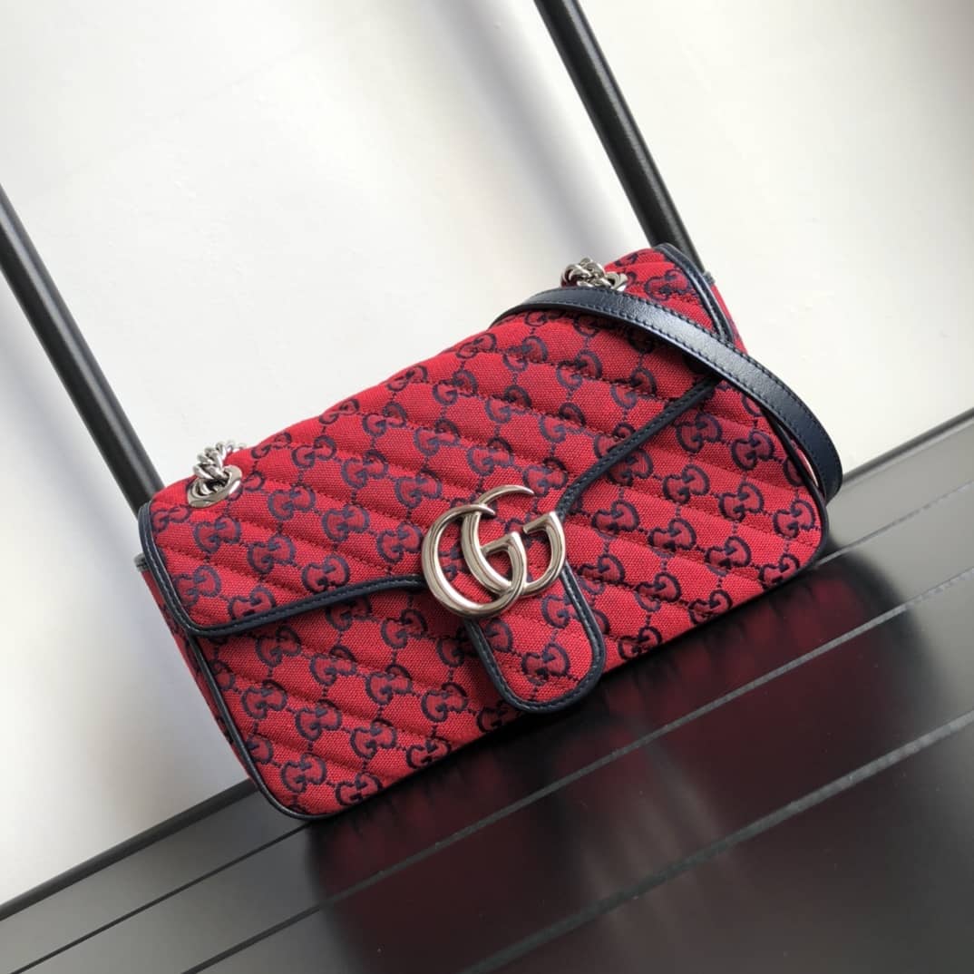 Gucci GG Marmont Matelasse Shoulder Bag Replica Red 443497 - DEEPREPS