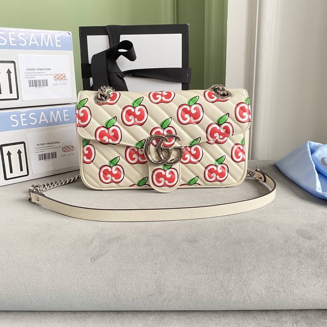 Gucci GG Marmont Matelasse Shoulder Bag Replica White 443497 - DEEPREPS
