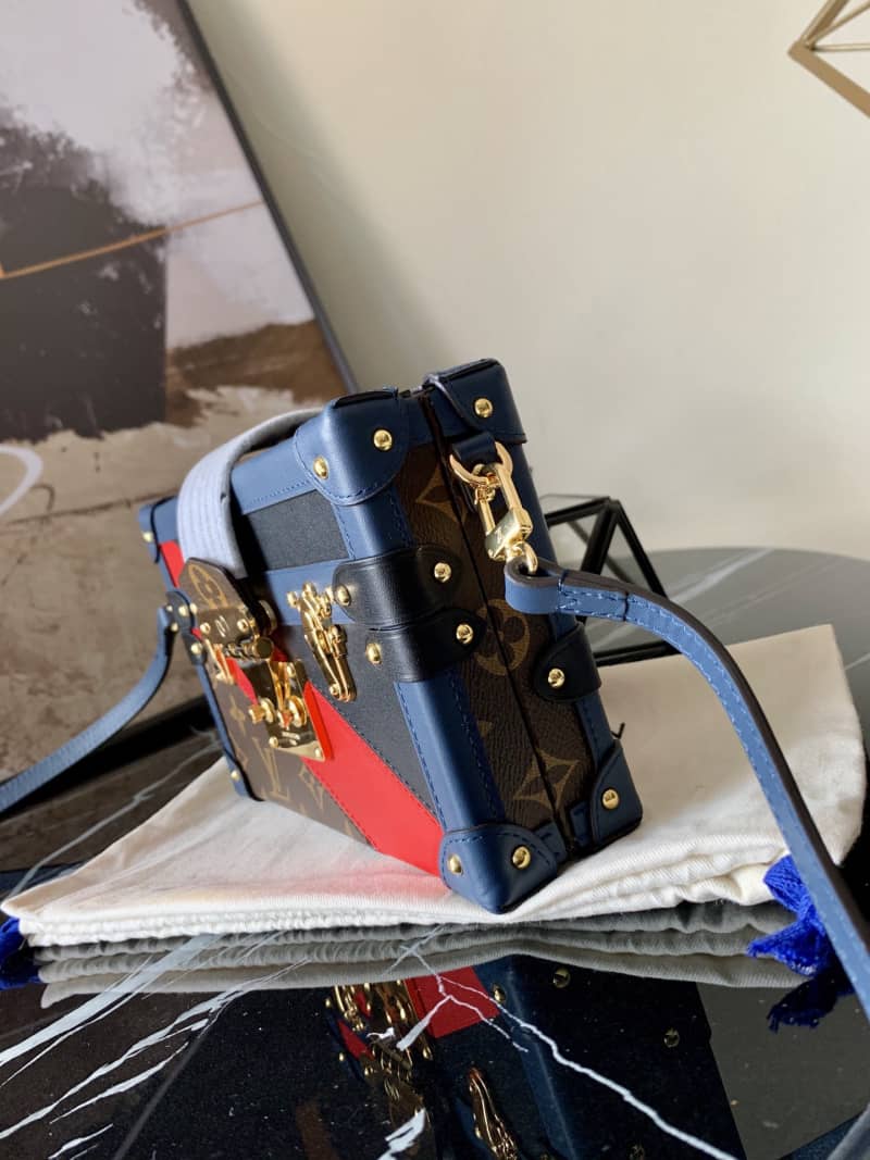 Louis Vuitton Petite Malle Diagonal Stripes Monogram Canvas Replica Trunk M55437 - DEEPREPS