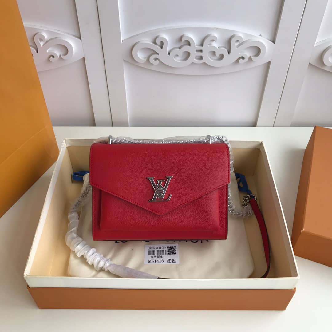 Louis Vuitton MyLockMe BB Calf Chain Replica Shoulder Bag Red M51418 - DEEPREPS