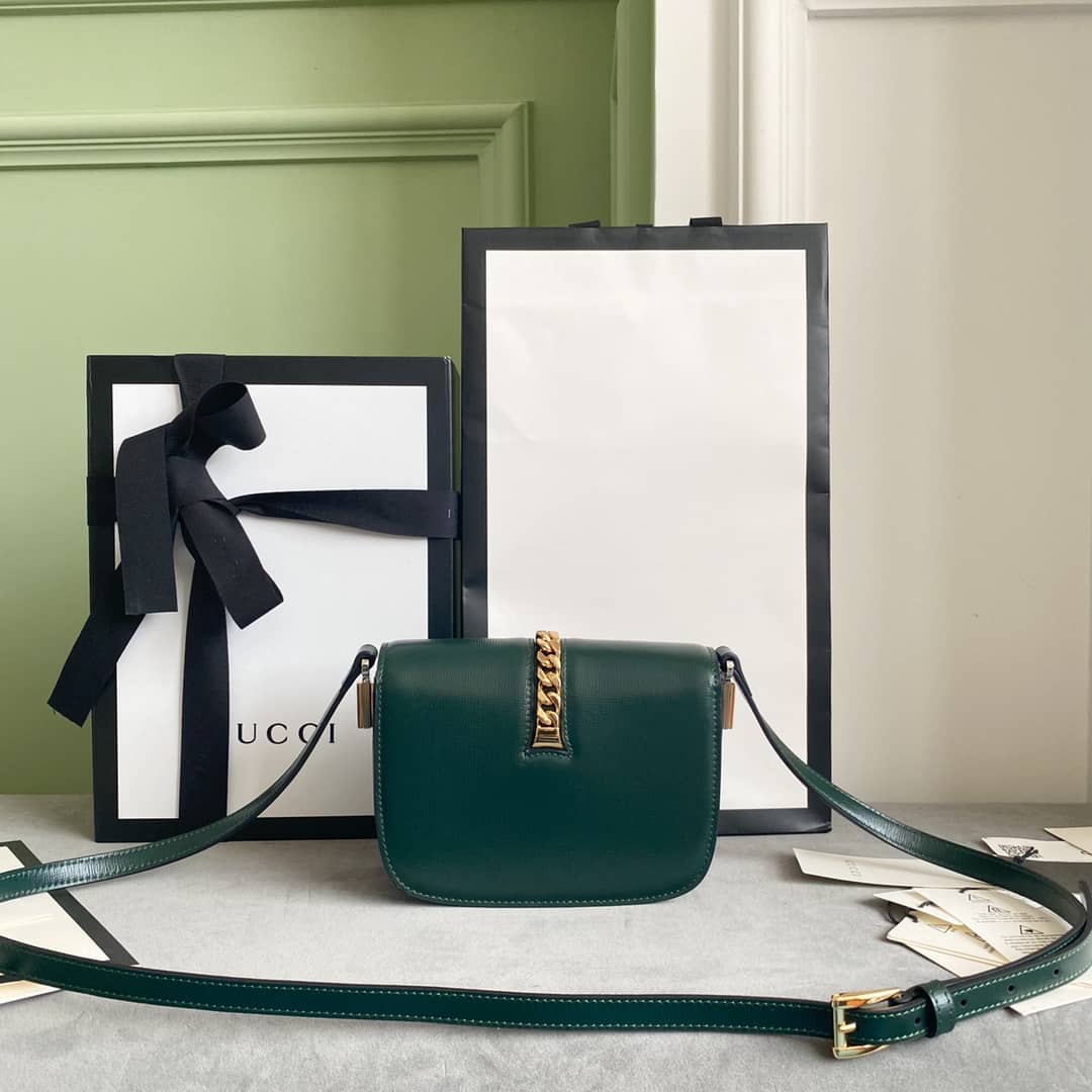 Gucci Ladies Mini Sylvie Shoulder Bag Replica Green 615965 - DEEPREPS
